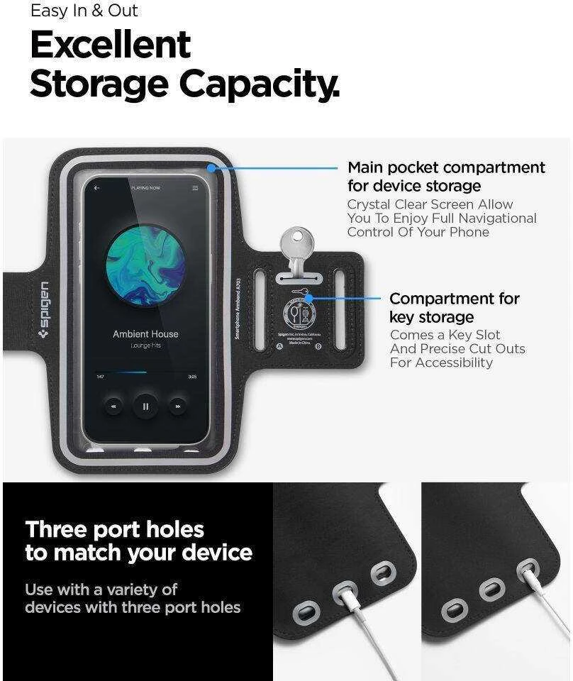 Spigen A703 Dyanmic Shield ArmBand dėklas juodos spalvos