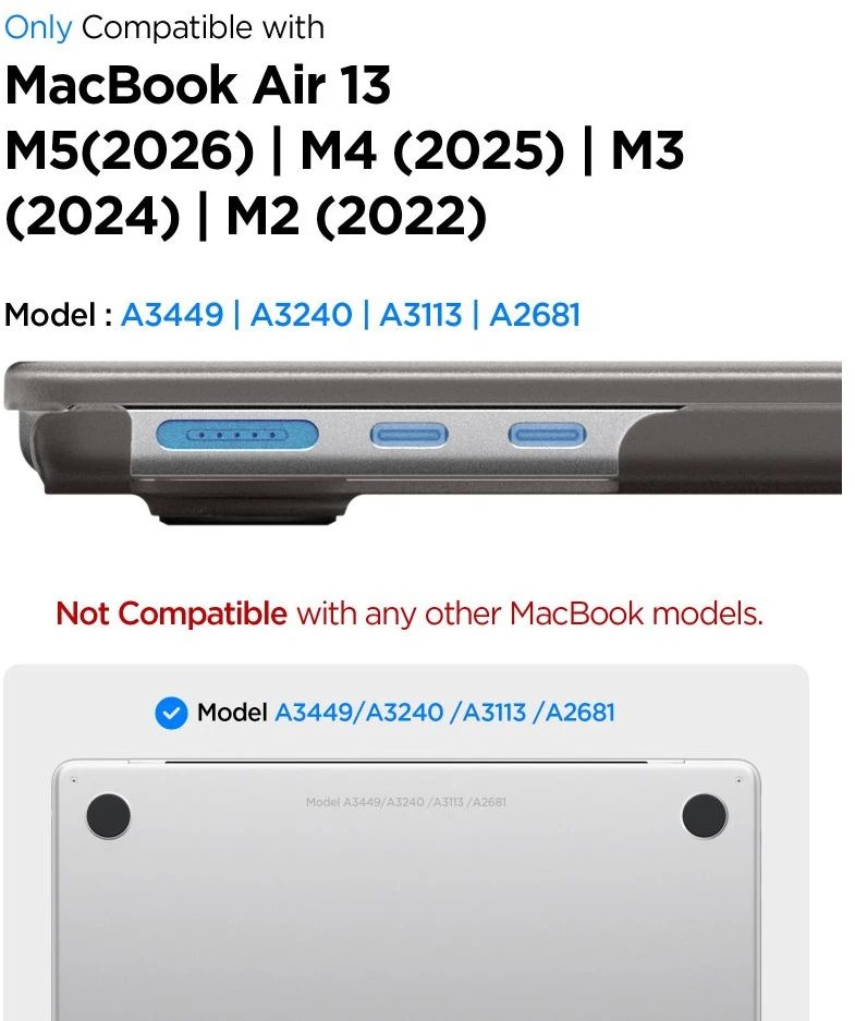 SPIGEN AIRSKIN MACBOOK AIR 13 M2-M5 2023-2026 FROST Juodas