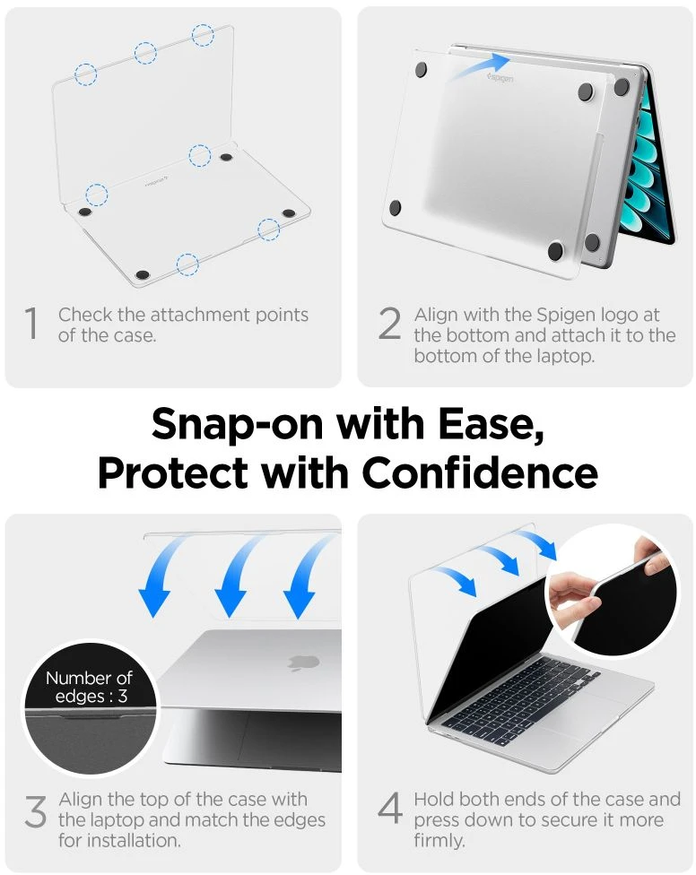 „SPIGEN AIRSKIN“ „MACBOOK AIR 13 M2-M5“ 2023–2026 m. „FROST CLEAR“