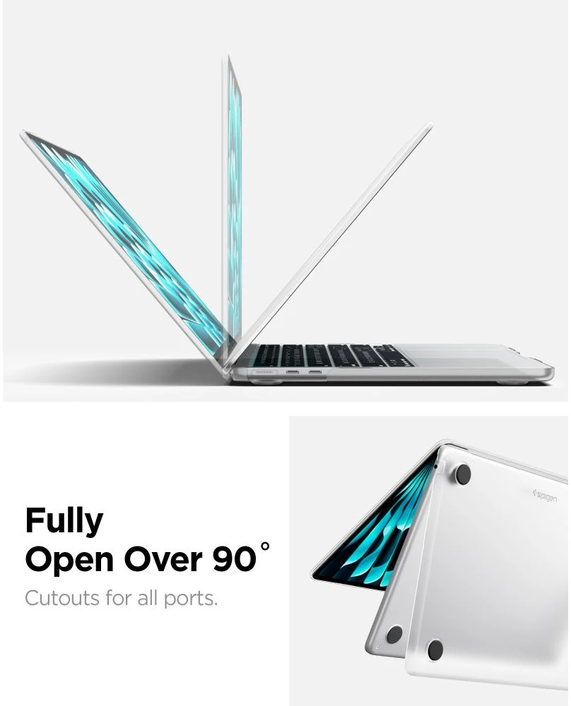 „SPIGEN AIRSKIN“ „MACBOOK AIR 13 M2-M5“ 2023–2026 m. „FROST CLEAR“
