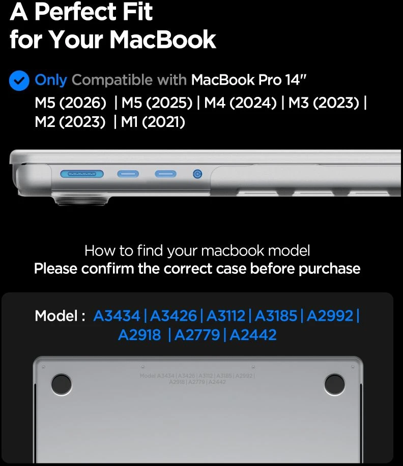 SPIGEN AIRSKIN MACBOOK PRO 14 M1-M5 PRO / M5 PRO MAX 2021-2026 MATINIS SKAIDRUS DĖKLAS