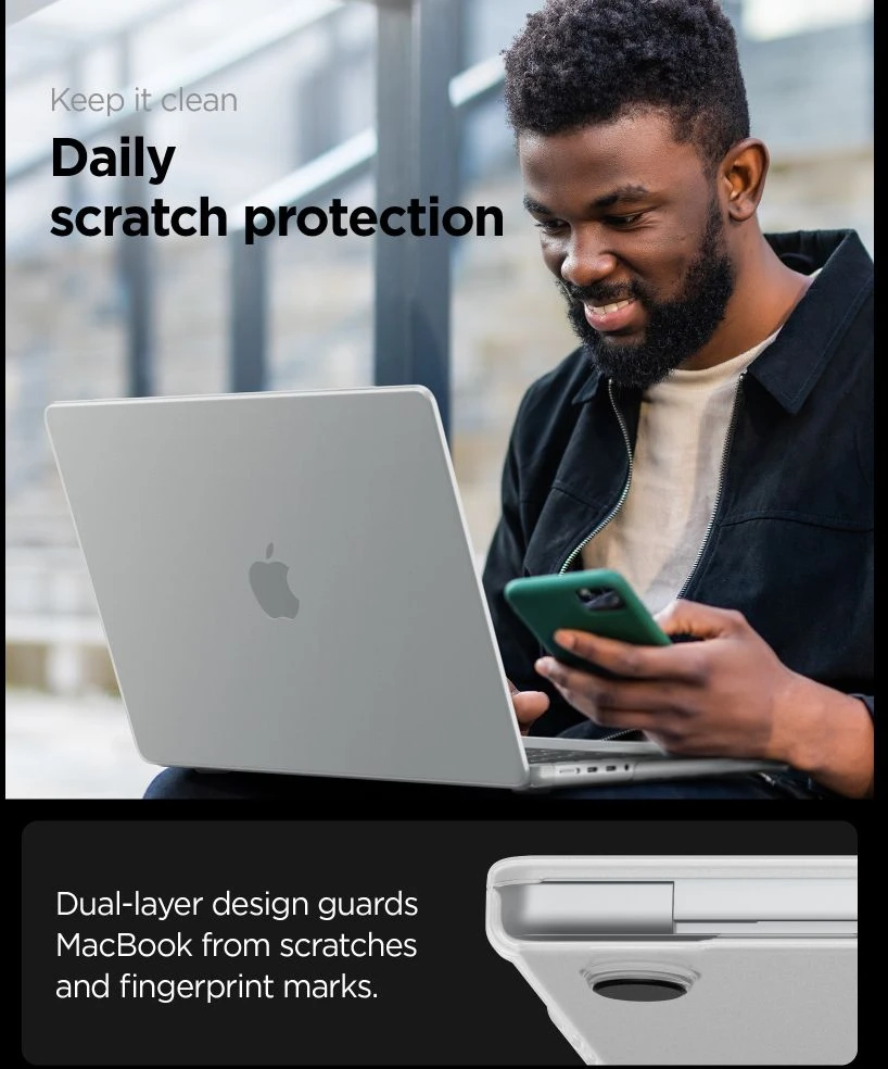 SPIGEN AIRSKIN MACBOOK PRO 14 M1-M5 PRO / M5 PRO MAX 2021-2026 MATINIS SKAIDRUS DĖKLAS
