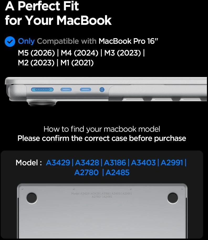 SPIGEN AIRSKIN MACBOOK PRO 16 M1-M5 / M5 PRO / M5 PRO MAX 2021-2026 MATINIS SKAIDRUS DĖKLAS