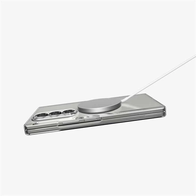 Dėklas Spigen AirSkin Mag MagSafe Samsung Galaxy Z Fold 7 Crystal baltos spalvos ir skaidrus