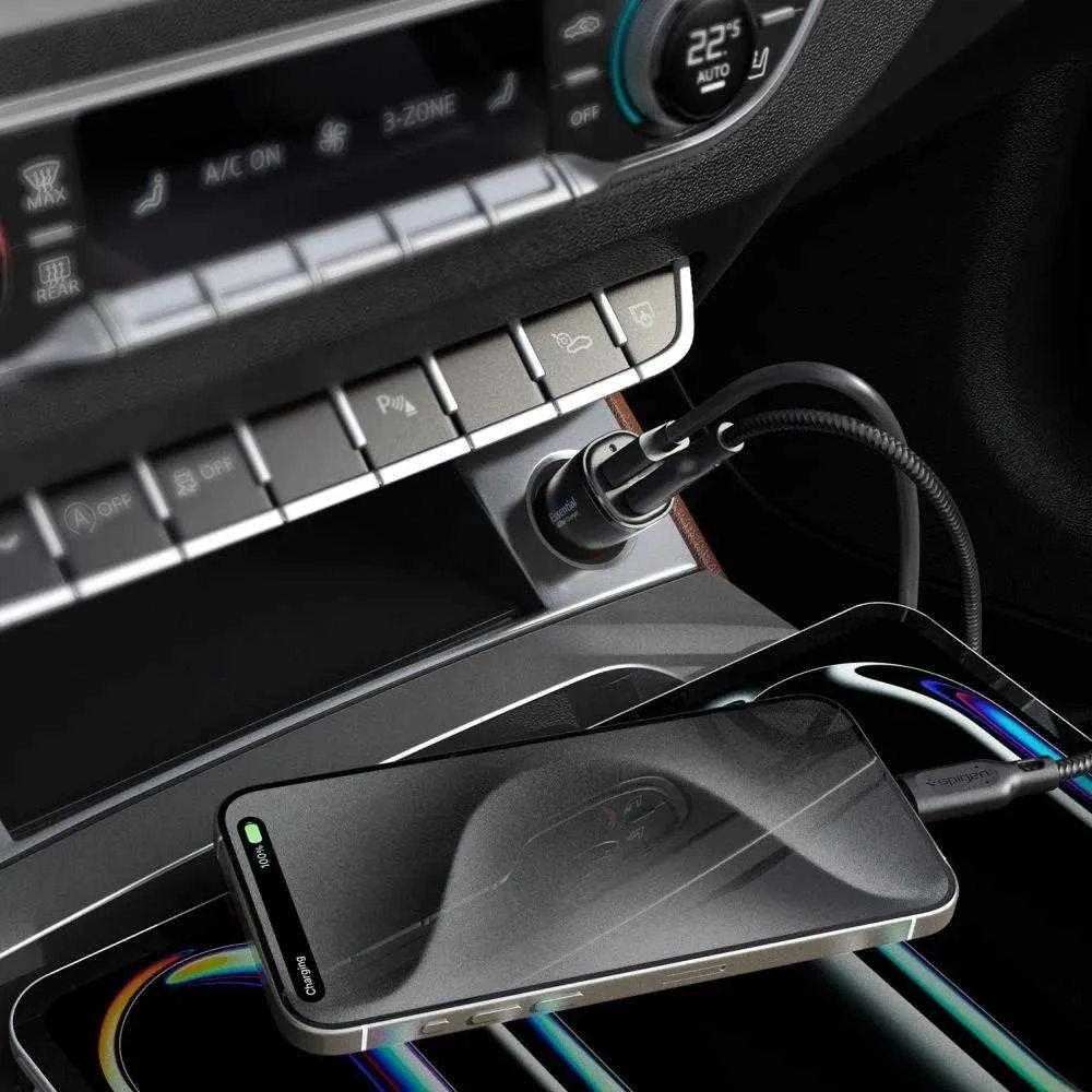 Spigen ArcStation Essential EV482 48W automobilinis įkroviklis – juodos spalvos