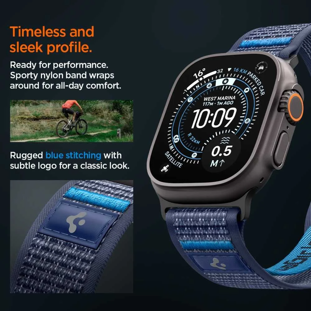 Spigen Athlex Air 2 aktyvus dirželis, tamsiai mėlynas - Apple Watch 49mm/46mm/45mm/44mm