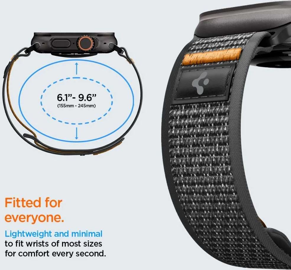 Spigen Athlex Air 2 aktyvus dirželis, juoda-oranžinė - Apple Watch 49mm/46mm/45mm/44mm