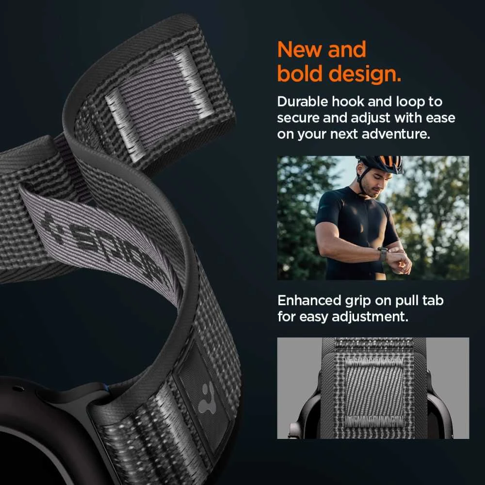 Spigen Athlex Air 2 aktyvus dirželis, juoda-pilka - Apple Watch 49 mm/46 mm/45 mm/44 mm