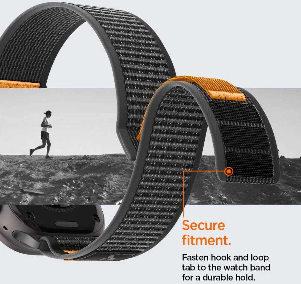 Spigen Athlex Air 2 aktyvus dirželis, juoda-oranžinė - Apple Watch 49mm/46mm/45mm/44mm