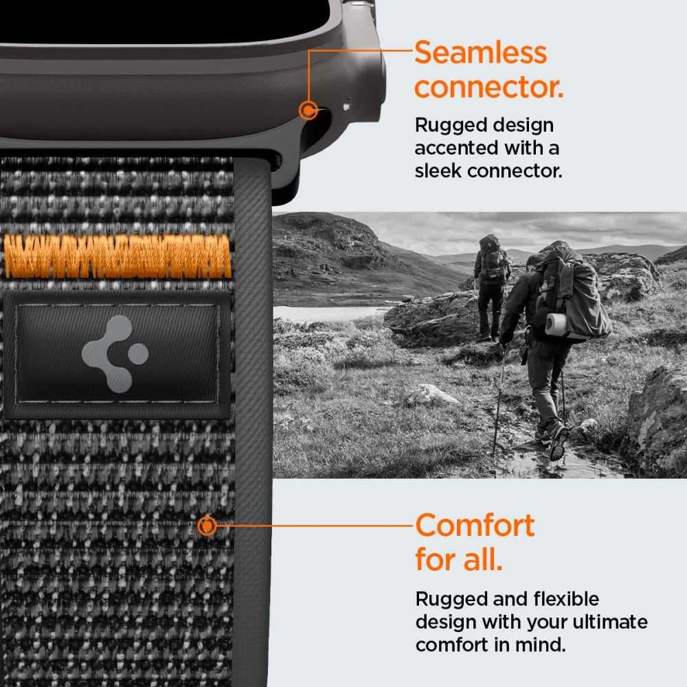 Spigen Athlex Air 2 aktyvus dirželis, juoda-oranžinė - Apple Watch 49mm/46mm/45mm/44mm