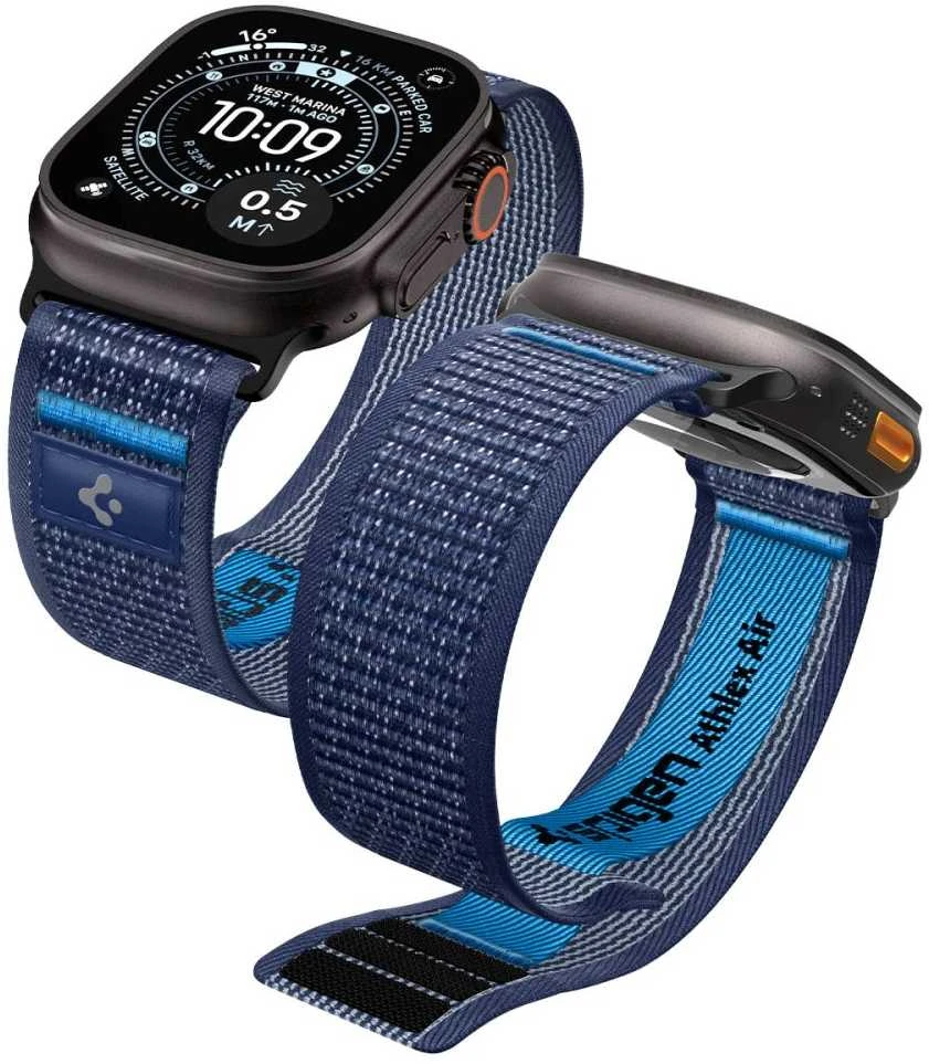 Spigen Athlex Air 2 aktyvus dirželis, tamsiai mėlynas - Apple Watch 49mm/46mm/45mm/44mm