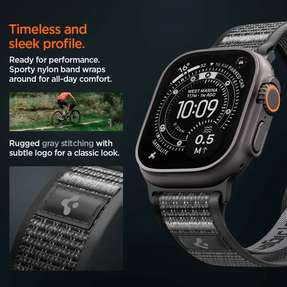 Spigen Athlex Air 2 aktyvus dirželis, juoda-pilka - Apple Watch 49 mm/46 mm/45 mm/44 mm