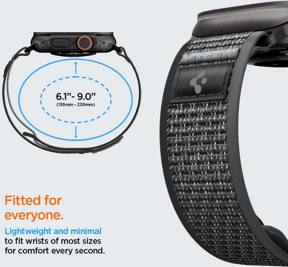 Spigen Athlex Air 2 aktyvus dirželis, juoda-pilka - Apple Watch 49 mm/46 mm/45 mm/44 mm