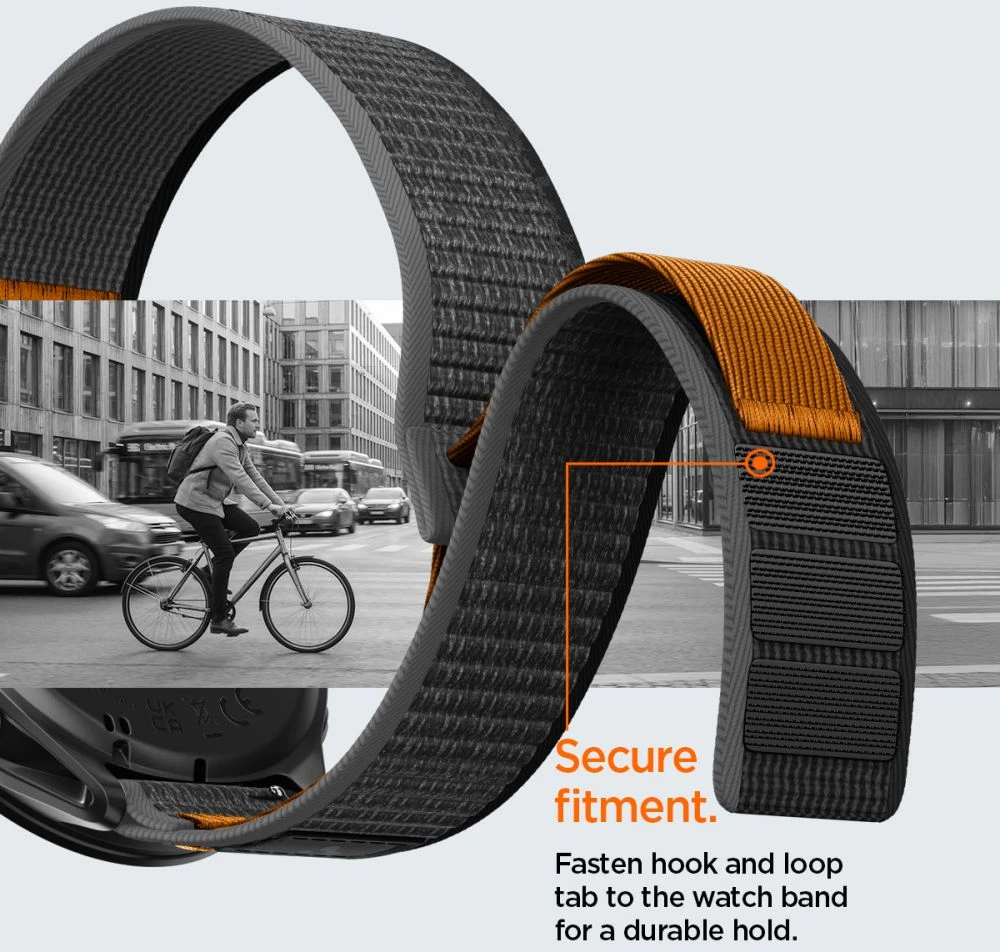 SPIGEN ATHLEX AIR GARMIN QUICK RELEASE 22 MM AKTYVUS Juodas/ORANŽINIS