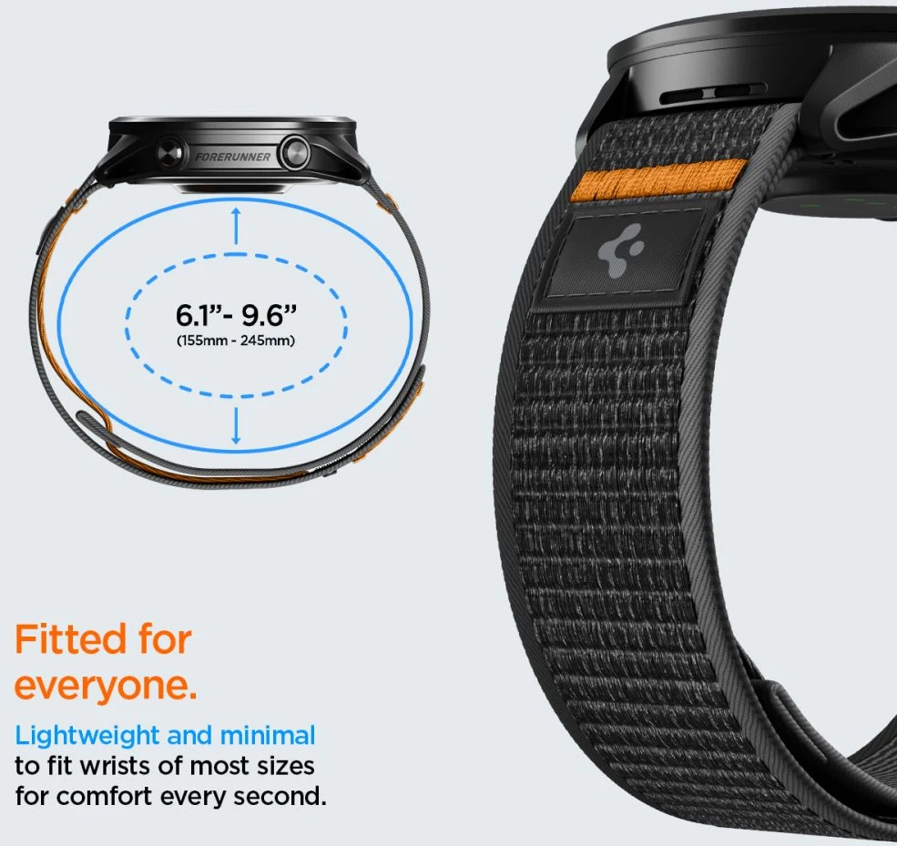 SPIGEN ATHLEX AIR GARMIN QUICK RELEASE 22 MM AKTYVUS Juodas/ORANŽINIS