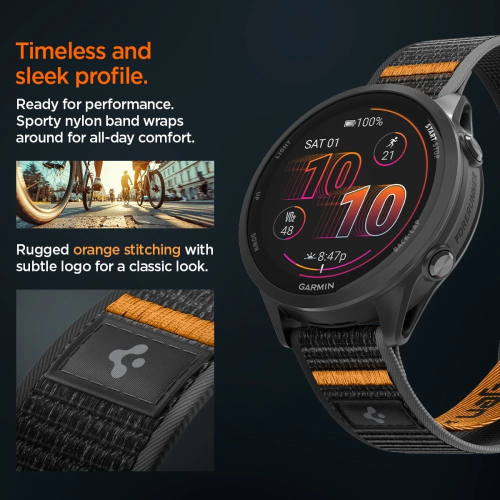 SPIGEN ATHLEX AIR GARMIN QUICK RELEASE 22 MM AKTYVUS Juodas/ORANŽINIS
