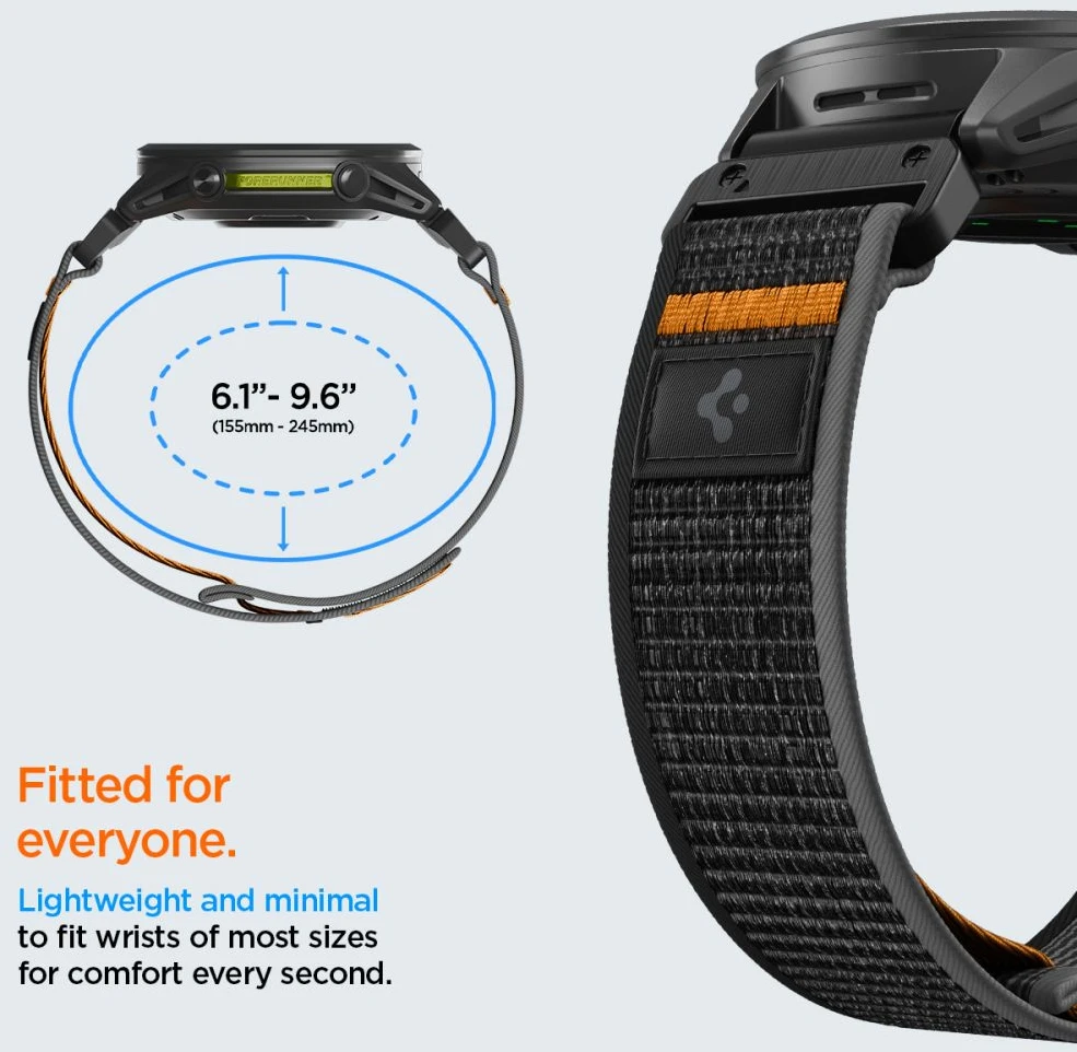 Spigen AthLex Air Garmin QuickFit 22 mm aktyvus juodos spalvos/oranžinės spalvos
