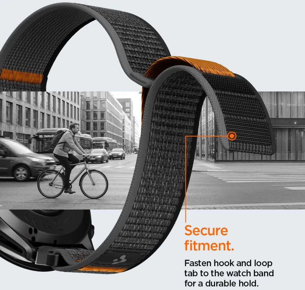 Spigen AthLex Air Garmin QuickFit 22 mm aktyvus juodos spalvos/oranžinės spalvos