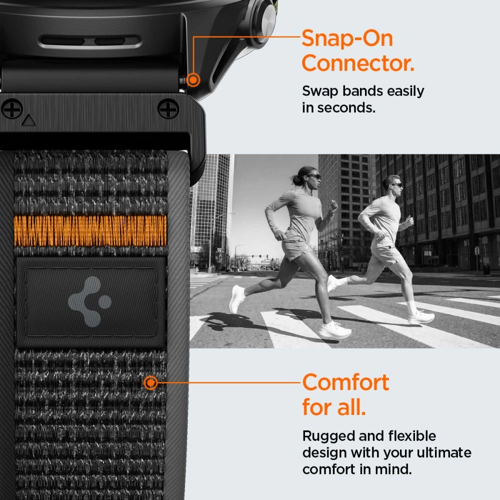 Spigen AthLex Air Garmin QuickFit 22 mm aktyvus juodos spalvos/oranžinės spalvos