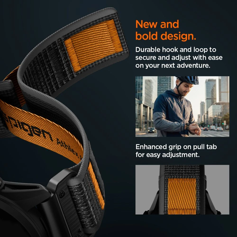Spigen AthLex Air Garmin QuickFit 22 mm aktyvus juodos spalvos/oranžinės spalvos