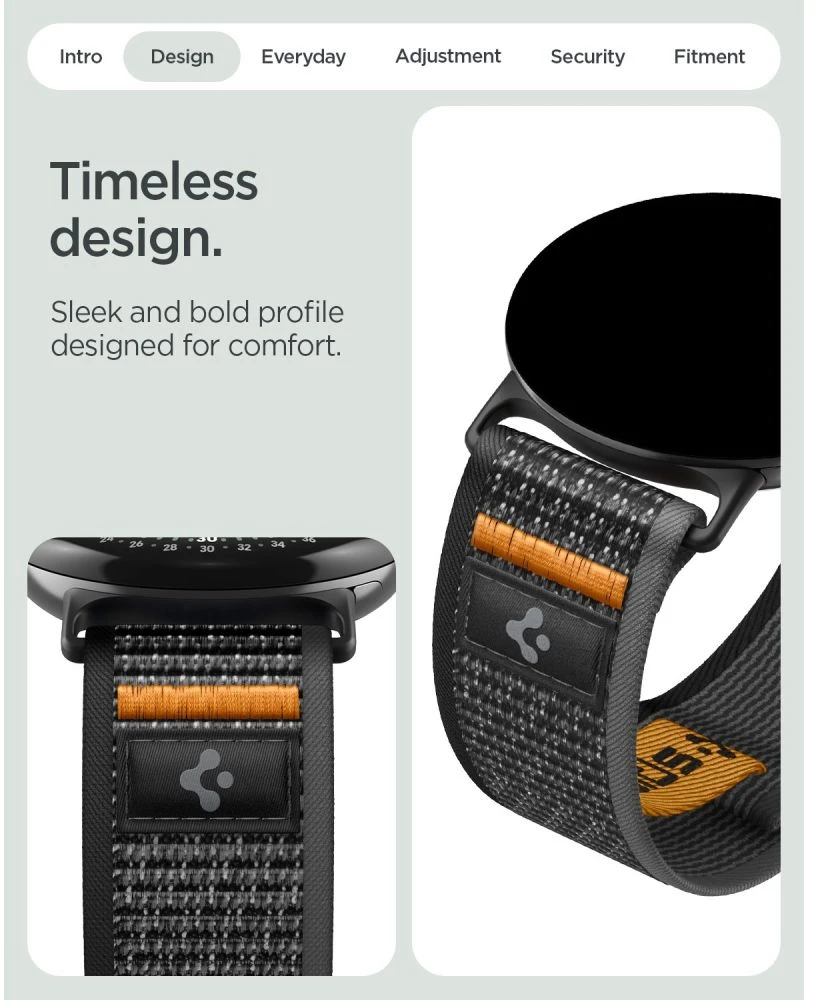 Spigen ATHLEX AIR GOOGLE PIXEL WATCH 1 / 2 / 3 / 4 / 5 (41 MM) AKTYVUS Juodas/ORANŽINIS