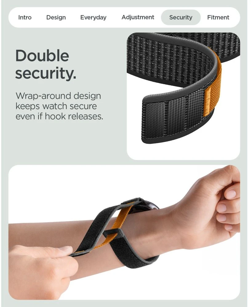 Spigen ATHLEX AIR GOOGLE PIXEL WATCH 1 / 2 / 3 / 4 / 5 (41 MM) AKTYVUS Juodas/ORANŽINIS
