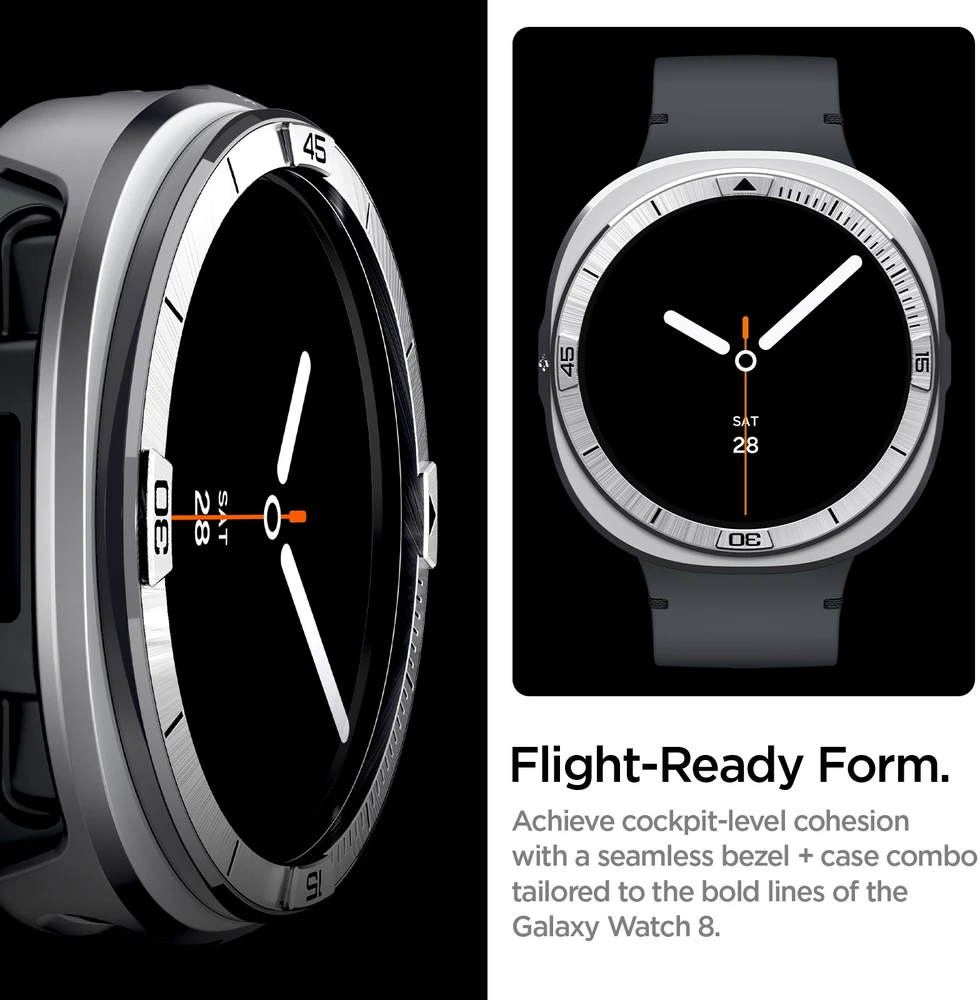 Spigen Bezel Tune Pro (Pilot), sidabrinis – Samsung Galaxy Watch 9/8 44mm