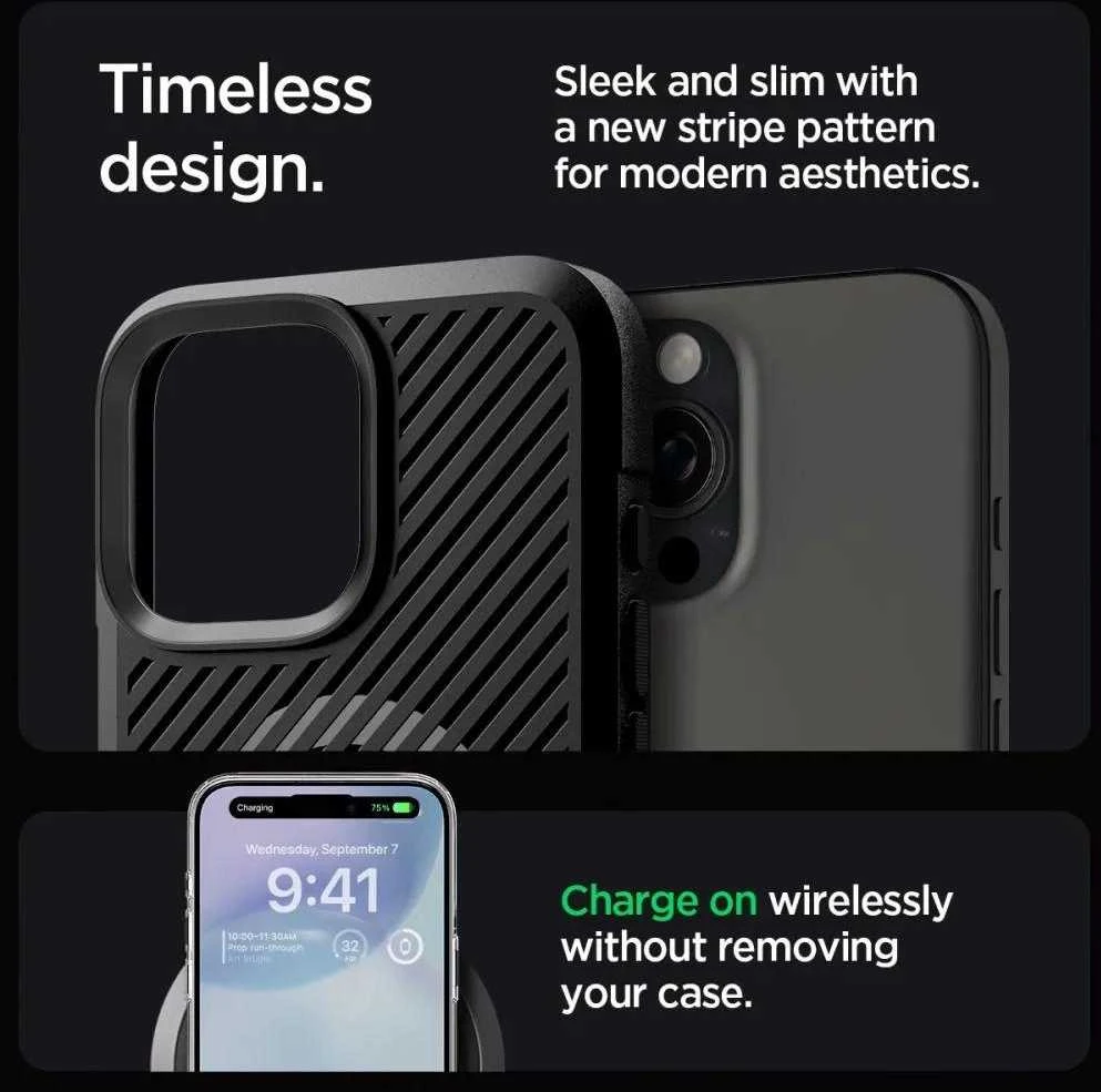 Spigen Core Armor Mag MagSafe Apple iPhone 16 Pro – dėklas telefonui juodos matinės spalvos