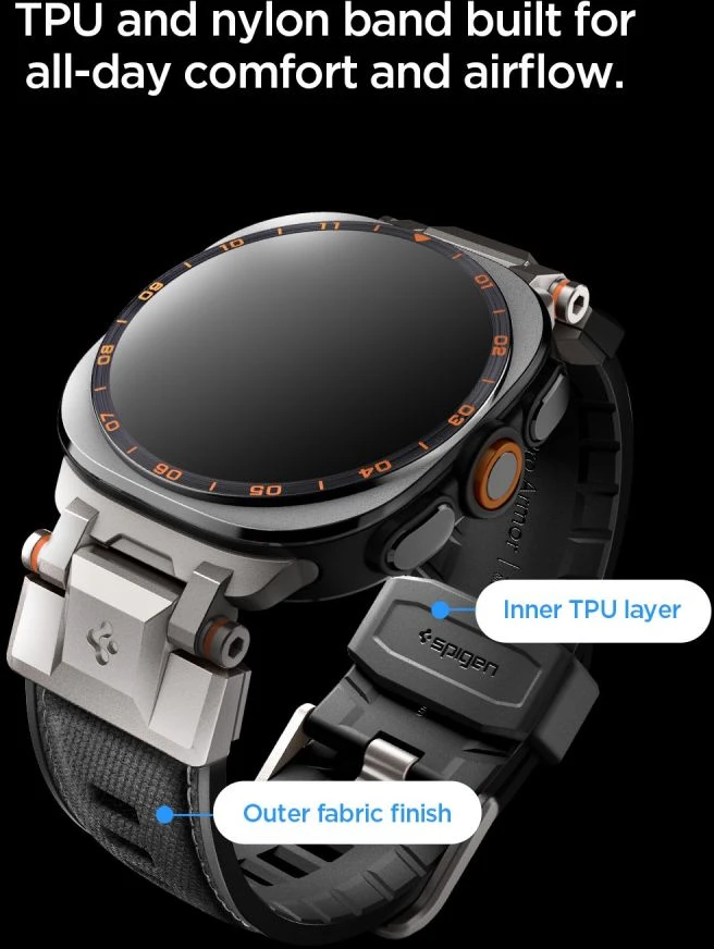 SPIGEN DURAPRO ARMOR DIRŽELIS SAMSUNG GALAXY WATCH ULTRA 1 / 2 2024-2026 (47 MM) Juodas