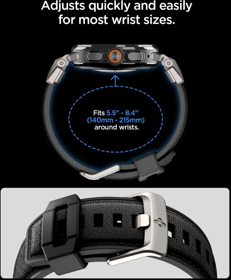 SPIGEN DURAPRO ARMOR DIRŽELIS SAMSUNG GALAXY WATCH ULTRA 1 / 2 2024-2026 (47 MM) Juodas