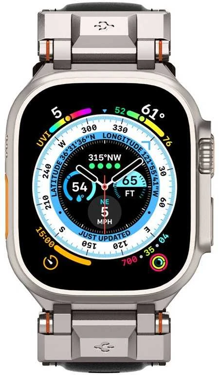„Spigen DuraPro Armor PU“ dirželis, skirtas „Apple Watch“ 42/44/45/49 mm (juodas)