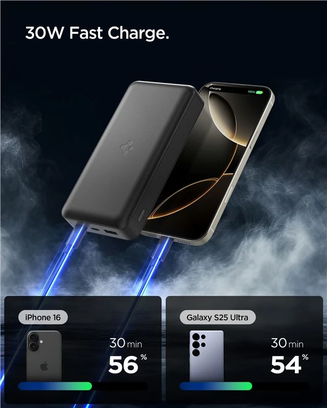 Spigen Essential 30,000mAh 30W Portable Charger, juodas EA3030