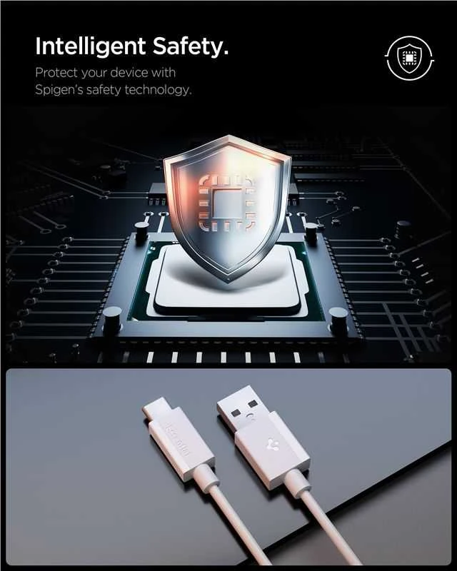Spigen „Essential“ USB A–USB C 60 W laidas, baltas EB6010AC