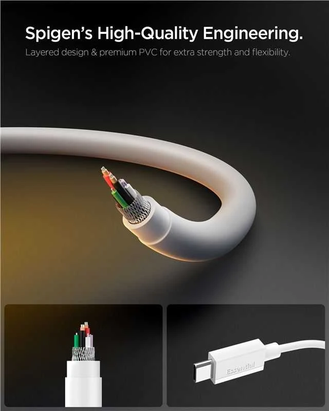 Spigen EB6010CC USB-C Cable 60W 100 cm - Baltas
