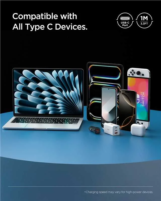 Spigen EB6010CC USB-C Cable 60W 100 cm - Baltas