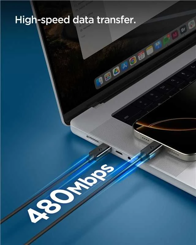 Spigen EB6010CC USB-C 60W Cable 100 cm - Juodas