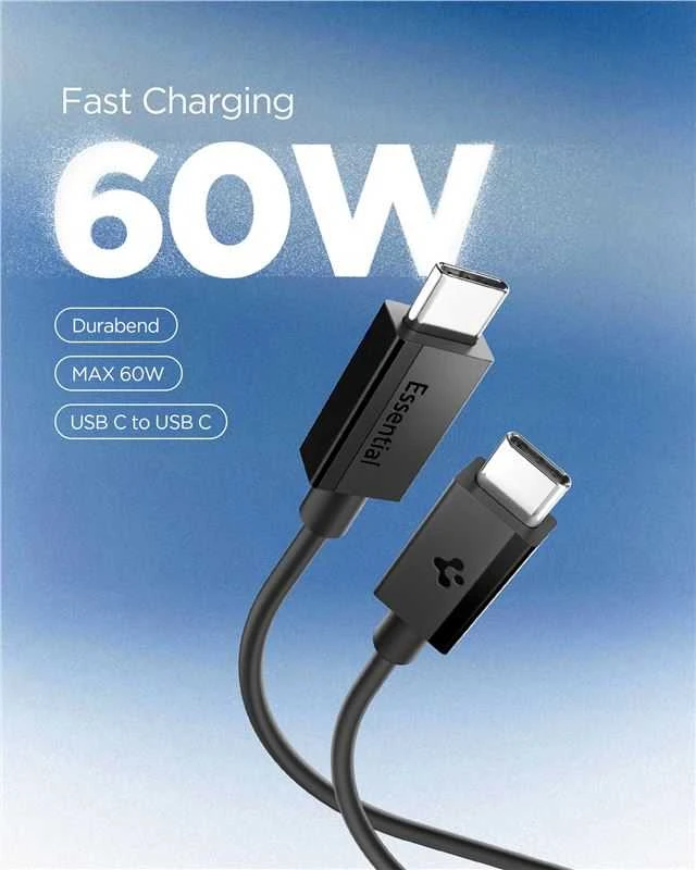 Spigen EB6010CC USB-C 60W Cable 100 cm - Juodas