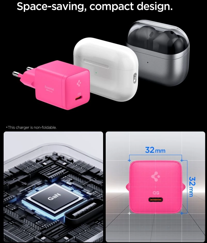 Spigen EE301EU-GAN ESSENTIAL 1 PRIEVADO TINKLO ĮKROVIKLIS 30W ROŽINIS