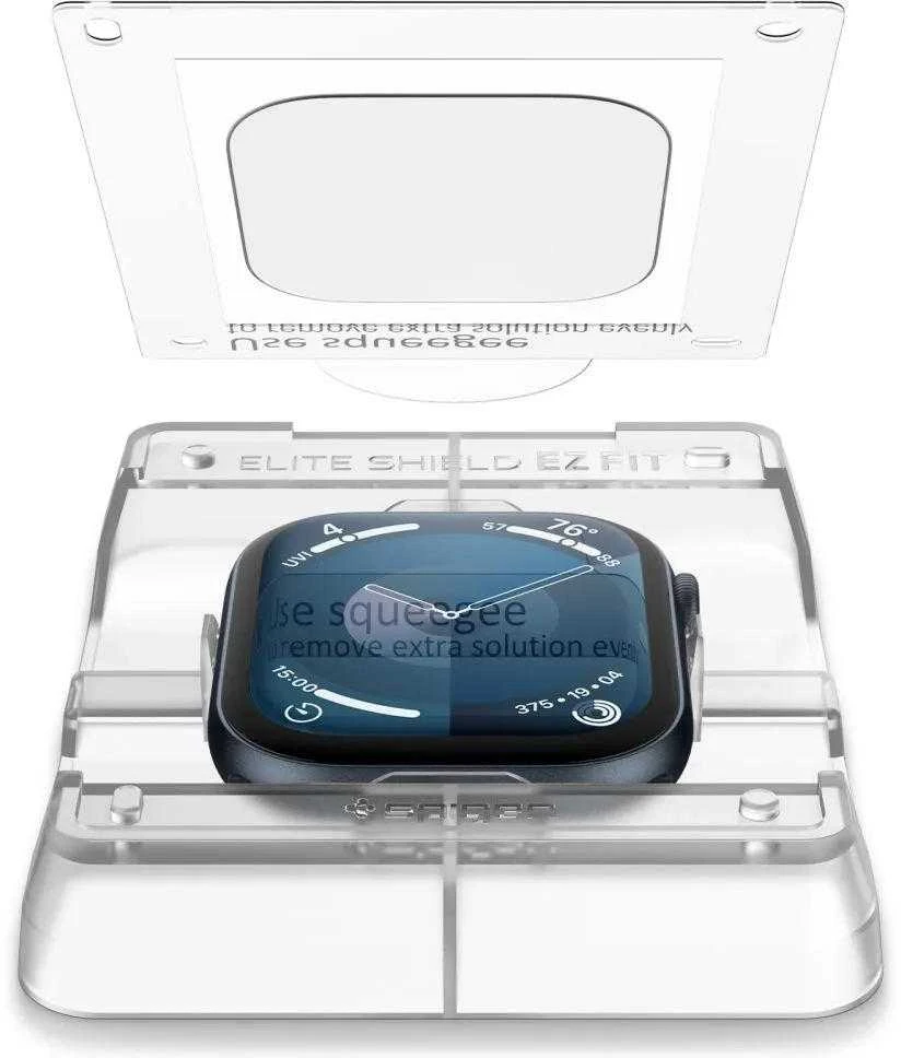 Spigen ELITE SHIELD HYBRID GLASS ”EZ FIT” 2-PACK Apple Watch 10 (46 mm) CLEAR