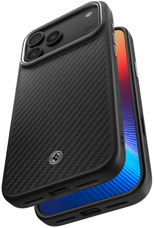 Dėklas Spigen Enzo Aramid T, juodas sidabrinis - iPhone 17 Pro Max