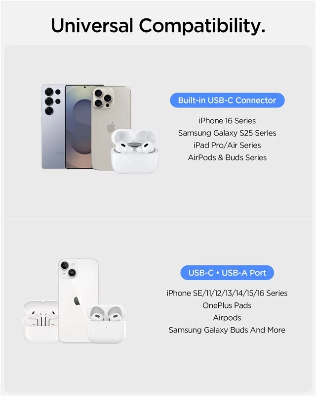 Spigen Essential 10,000 mAh 30W Power Bank (Built in Cable), juodas EA3010BT