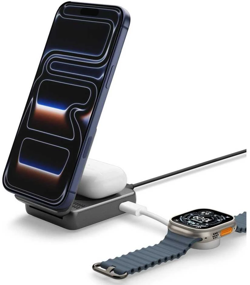 Įkroviklis Spigen Essential MagSafe 2-in-1+C Wireless Charger EF302MOQ, juodas