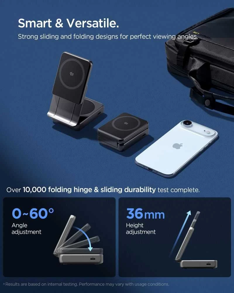 Įkroviklis Spigen Essential MagSafe 2-in-1+C Wireless Charger EF302MOQ, juodas