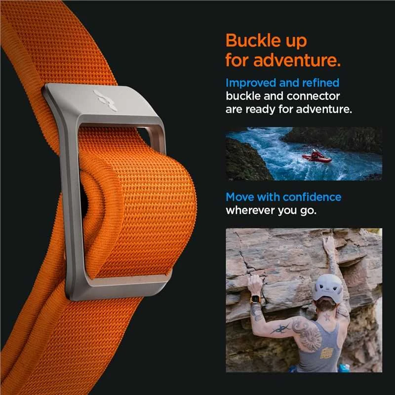Dėklas Spigen Fit Lite Ultra Apple Watch 4 / 5 / 6 / 7 / 8 / SE / Ultra (42 / 44 / 45 / 49 mm) oranžinės spalvos