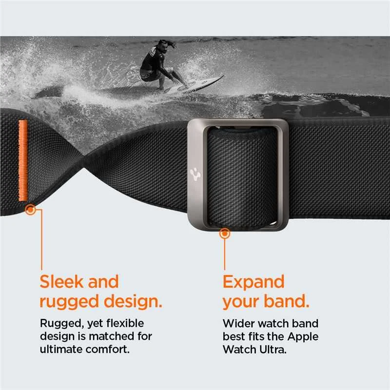 Spigen Fit Lite Ultra Apple Watch 4 / 5 / 6 / 7 / 8 / 9 / SE / Ultra (42 / 44 / 45 / 49 mm) juodos spalvos