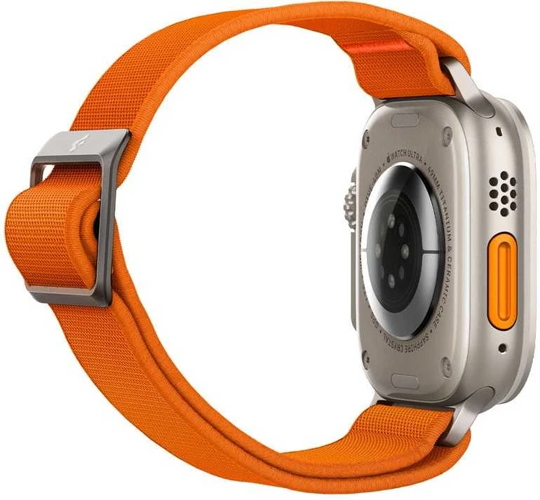 Dėklas Spigen Fit Lite Ultra Apple Watch 4 / 5 / 6 / 7 / 8 / SE / Ultra (42 / 44 / 45 / 49 mm) oranžinės spalvos