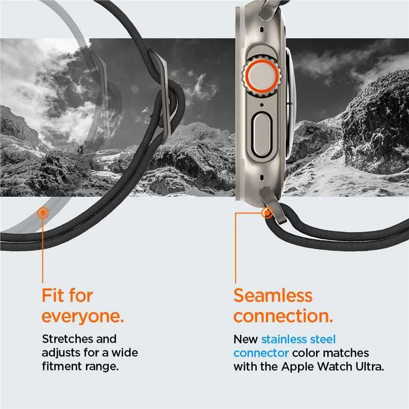 Spigen Fit Lite Ultra Apple Watch 4 / 5 / 6 / 7 / 8 / 9 / SE / Ultra (42 / 44 / 45 / 49 mm) juodos spalvos