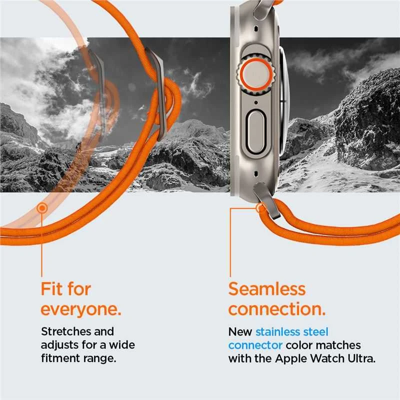 Dėklas Spigen Fit Lite Ultra Apple Watch 4 / 5 / 6 / 7 / 8 / SE / Ultra (42 / 44 / 45 / 49 mm) oranžinės spalvos