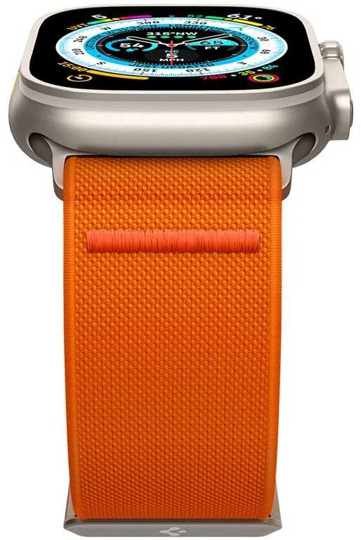 Dėklas Spigen Fit Lite Ultra Apple Watch 4 / 5 / 6 / 7 / 8 / SE / Ultra (42 / 44 / 45 / 49 mm) oranžinės spalvos