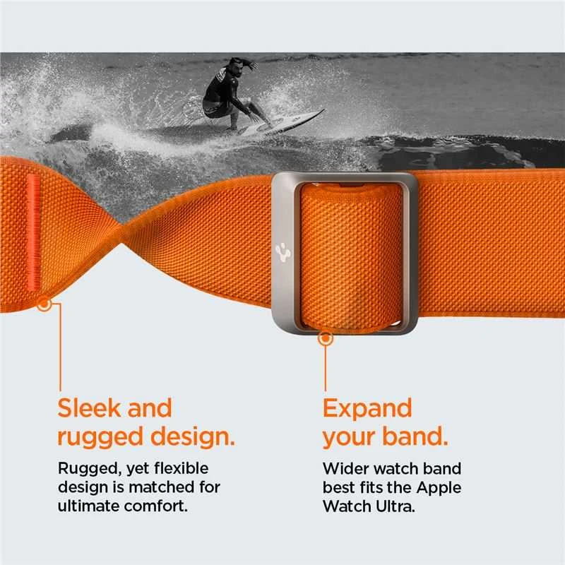 Dėklas Spigen Fit Lite Ultra Apple Watch 4 / 5 / 6 / 7 / 8 / SE / Ultra (42 / 44 / 45 / 49 mm) oranžinės spalvos